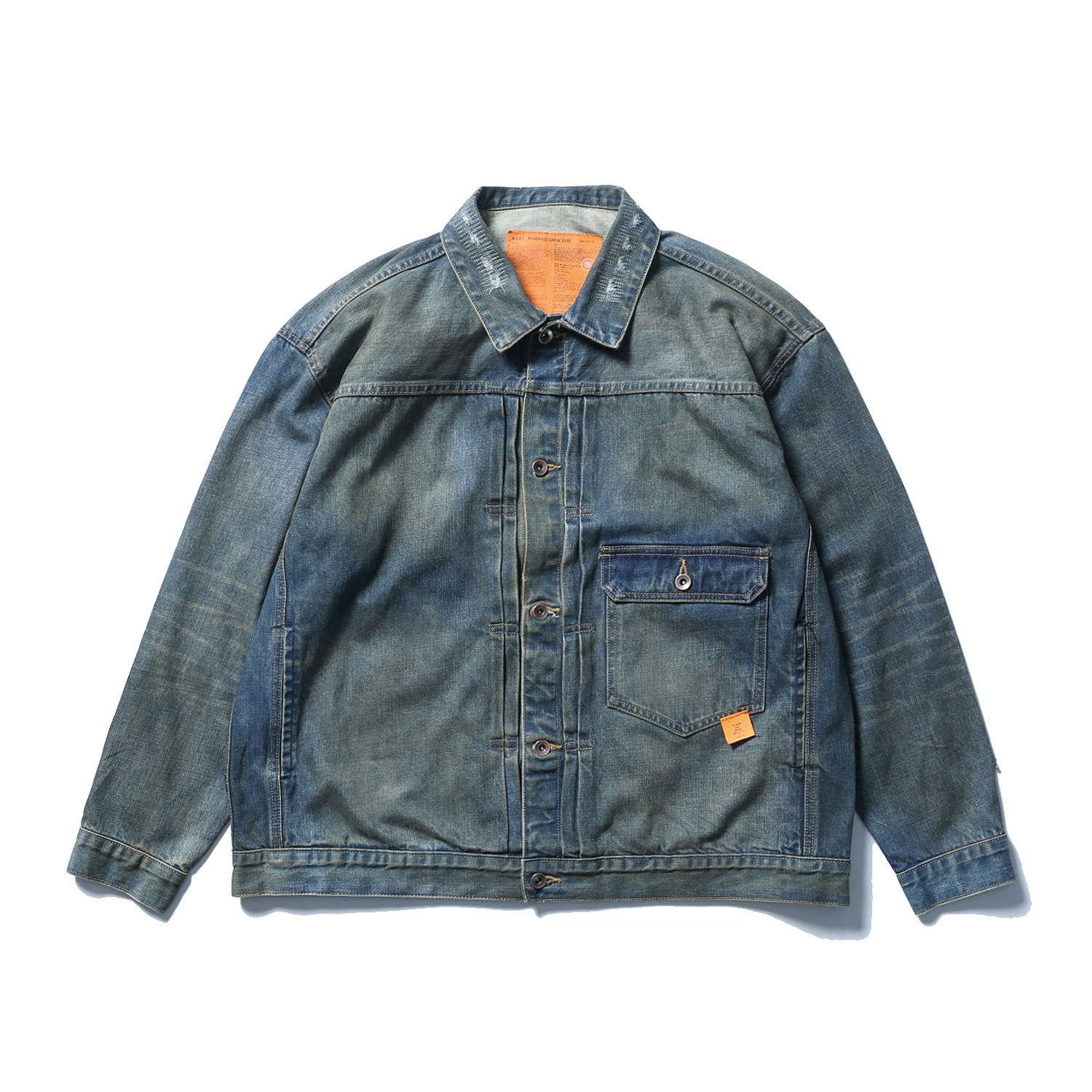 MADNESS JACKET 牛仔外套 蓝色 领口破坏水洗 日系 外套长袖 秋冬季 休闲 男女同款