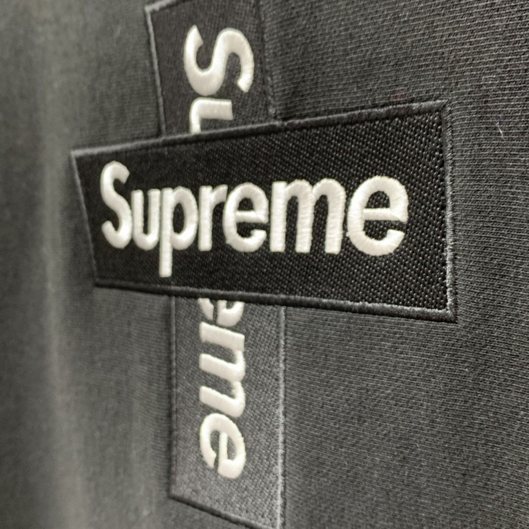 Supreme Week 15 Cross Box Logo Hooded Sweatshirt Logo 刺绣徽标 黑色 连帽卫衣 加绒加厚 宽松 男女同款 SUP-FW20-335