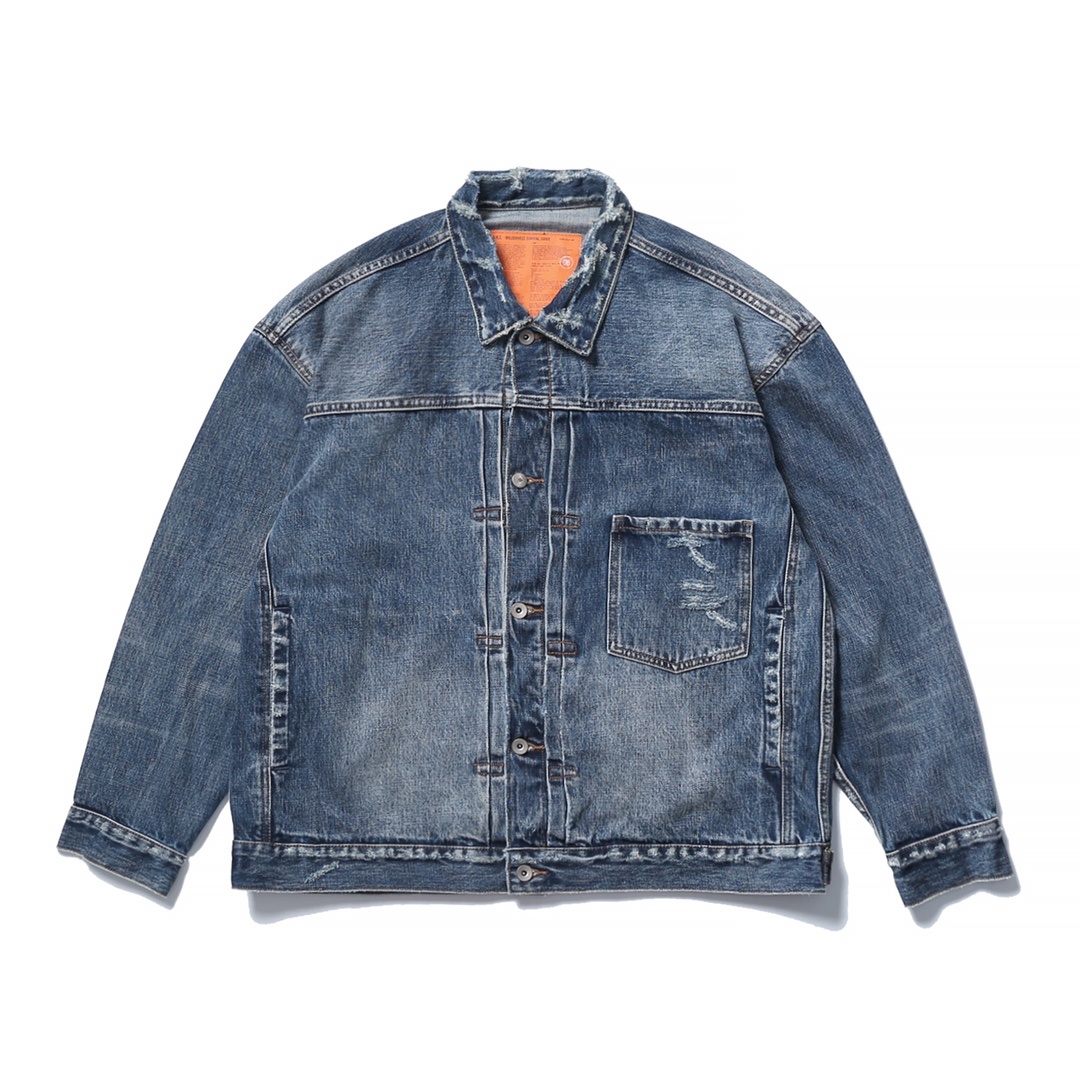 MADNESS 21AW JACKET 牛仔外套 蓝色 领口破坏水洗 日系 外套长袖 秋冬季 休闲 男女同款