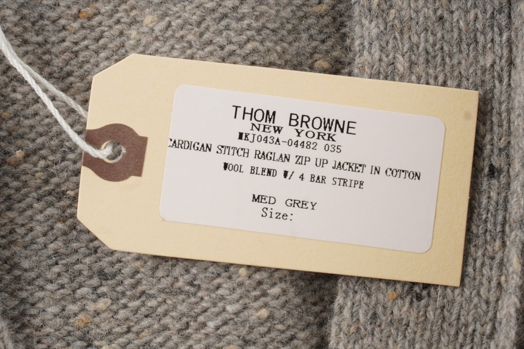 Thom Browne 条纹提花羊毛衫 燕麦灰 针织衫 开衫 毛衣 外套 长袖 男女同款 