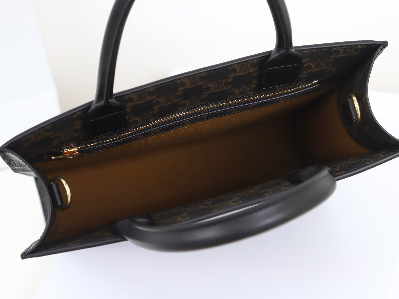 CELINE 赛琳 Cabas Triomphe 凯旋门 竖款经典满印老花 黑色 托特包 手提包 单肩包 斜挎包 小号 