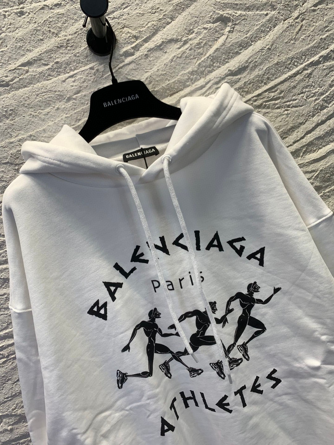 Balenciaga SS21 马拉松运动员 印花 白色 连帽卫衣 套头卫衣 长袖 秋冬 男女同款 641529TJVI71070