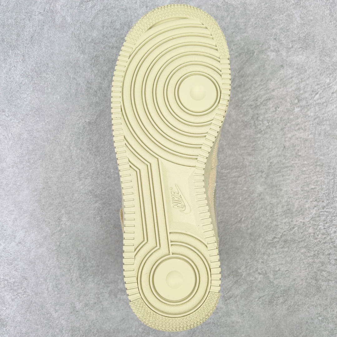 Stussy x Air Force 1 Mid  White Cool 斯图西 亚麻色 中筒 减震厚底 运动鞋 休闲鞋 板鞋 男鞋 女鞋  DJ7841-200