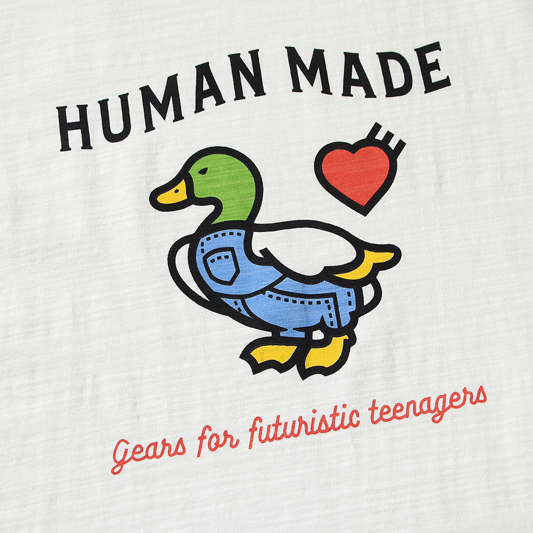 HUMAN MADE FW21 白色 牛仔背带裤 鸭子爱心 印花短袖T恤 男女同款