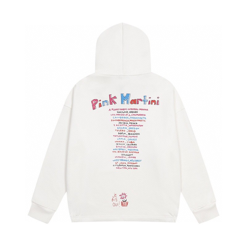 Balenciaga Pink Martini Merch 联名 字母涂鸦印花连帽卫衣 白色 套头 长袖 秋冬款 男女同款 697971TMVO19800