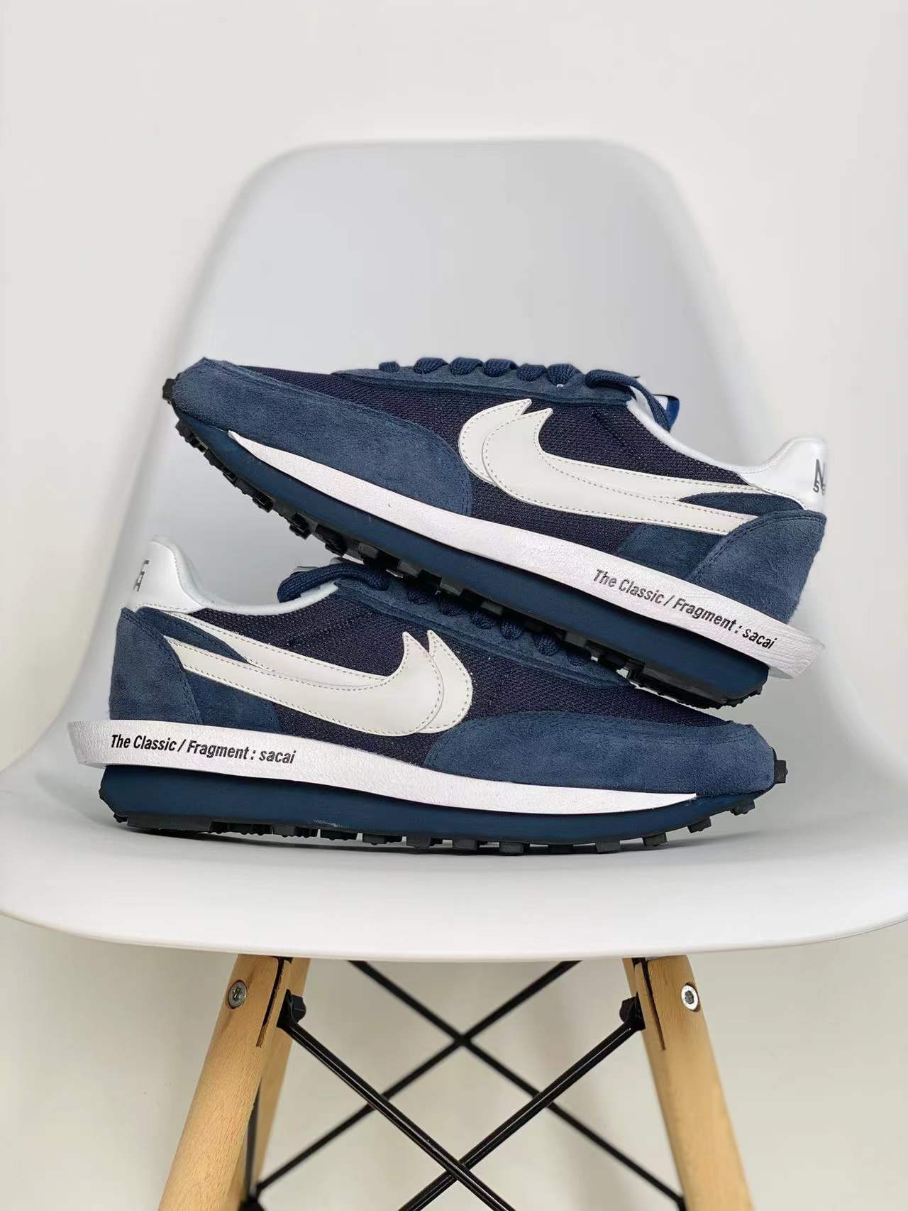 Fragment design x Sacai x NK LDV Waffle Daybreak 蓝色 藤原浩闪电三方联名  休闲鞋 透气网面 运动鞋 男鞋厚底 女鞋增高