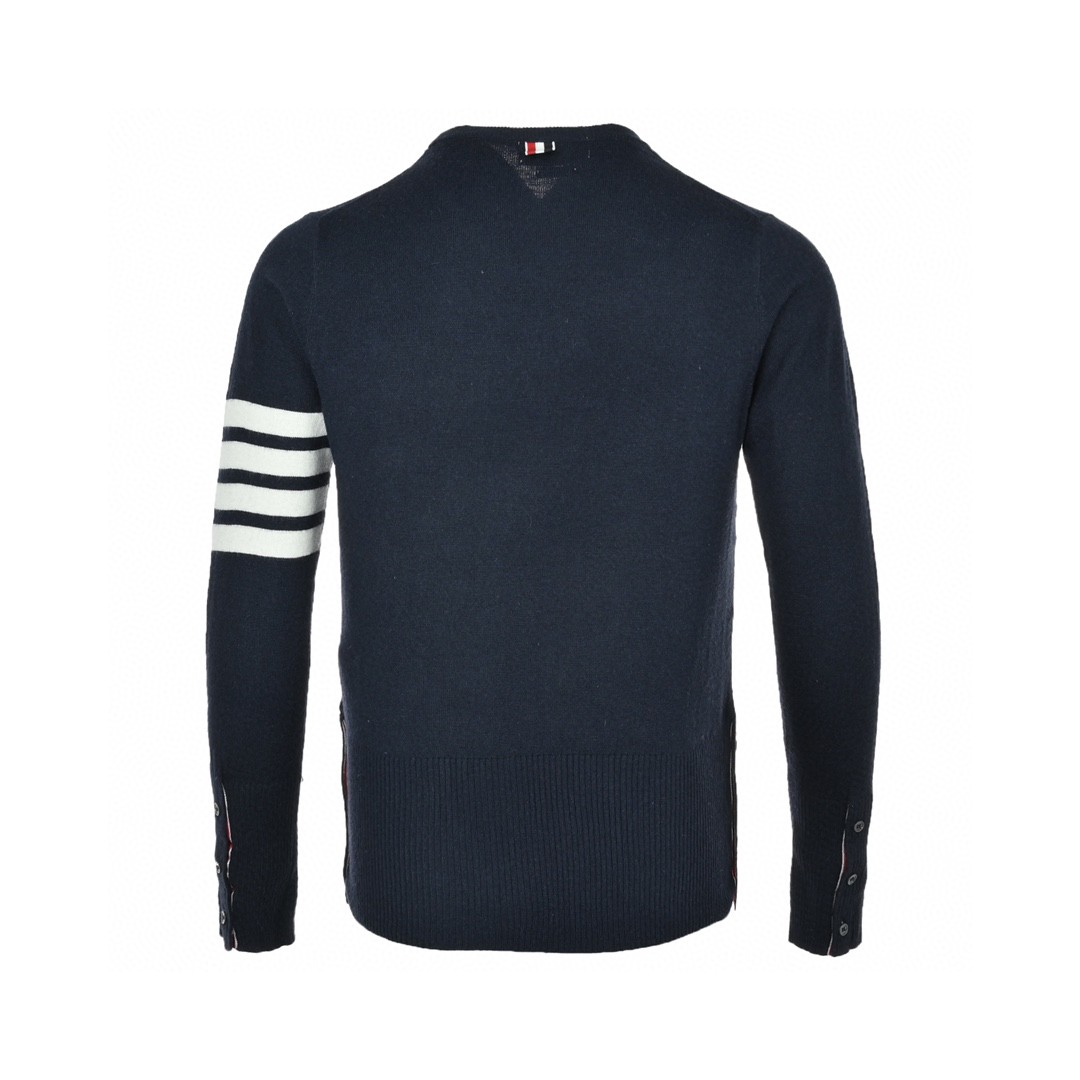 Thom Browne 经典四杠圆领羊毛衫 藏青色 套头 毛衣 长袖 秋冬款 男女同款 