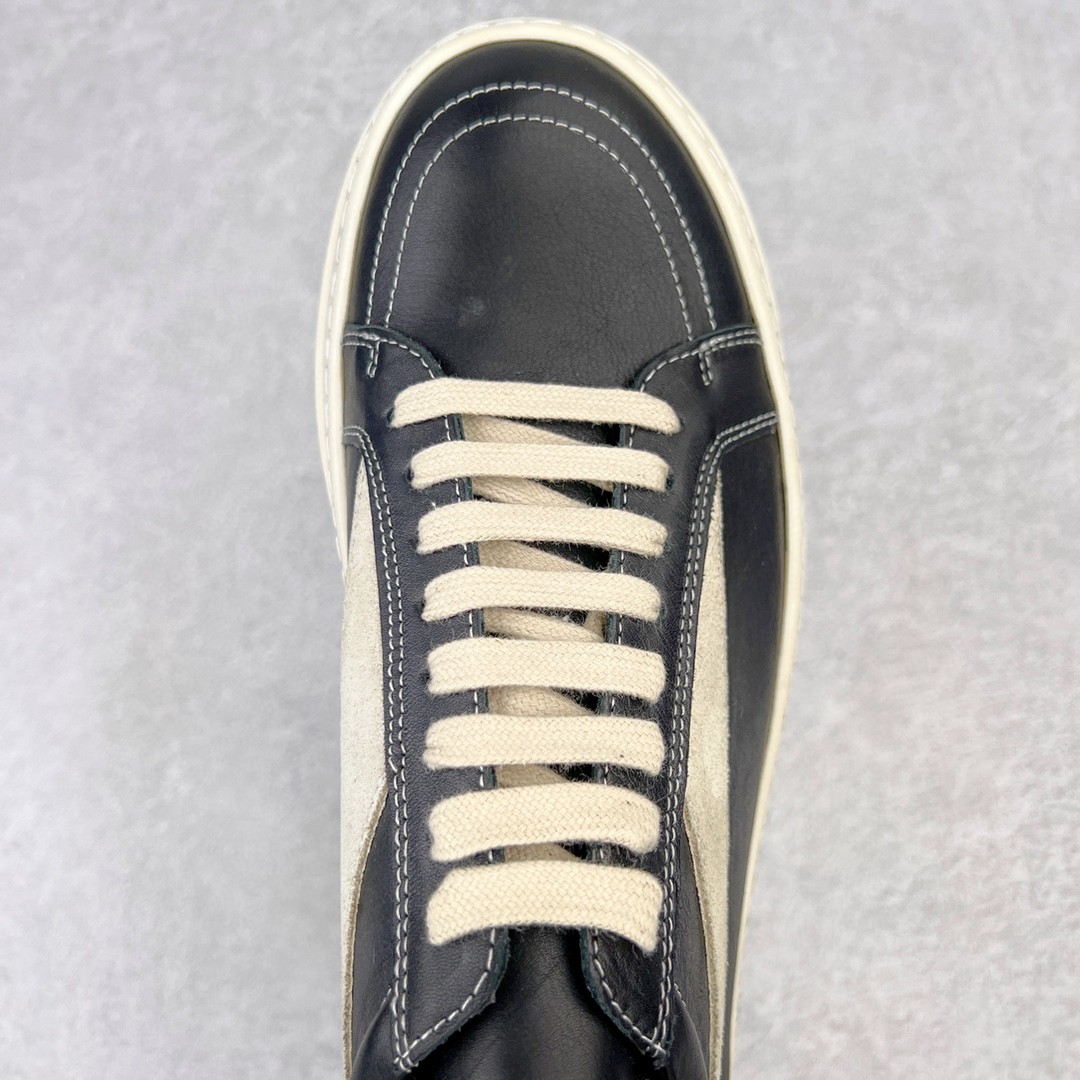 RICK OWENS 全粒面小牛皮 黑白色 低筒 板鞋 休闲鞋 男鞋 女鞋 RU02B2897LPOLVS-9081