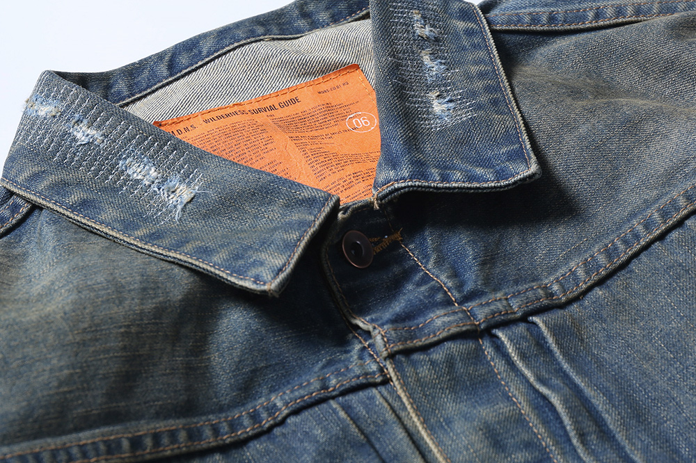 MADNESS JACKET 牛仔外套 蓝色 领口破坏水洗 日系 外套长袖 秋冬季 休闲 男女同款