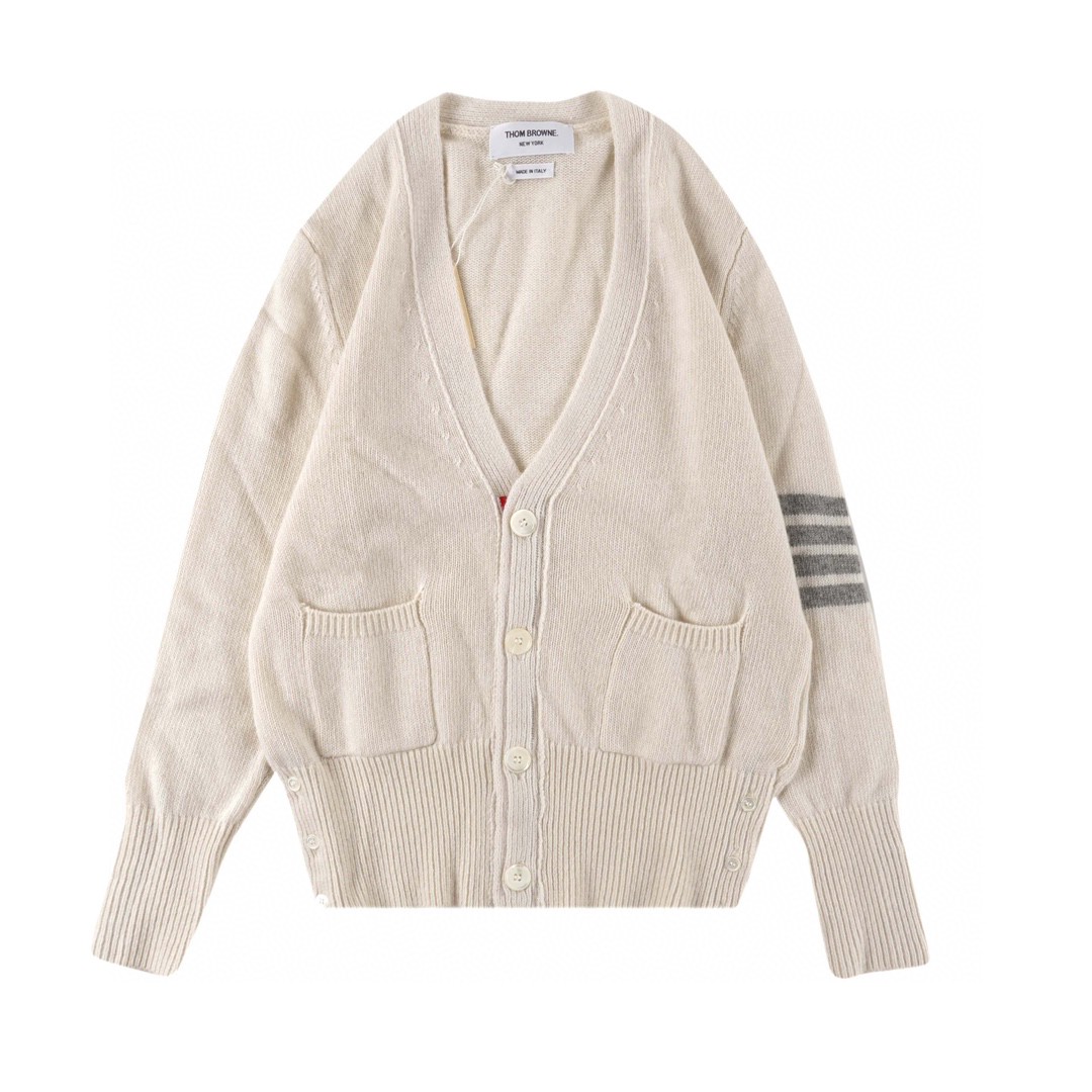 Thom Browne 21FW 四条纹单排扣羊毛衫米白色 针织衫 开衫 毛衣 外套 长袖 男女同款 