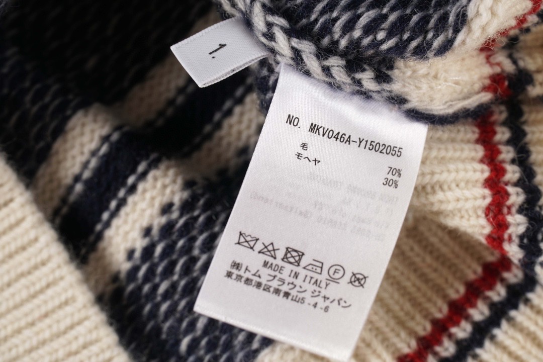 Thom Browne 条纹提花羊毛衫 米白色 针织衫 开衫 毛衣 外套 长袖 男女同款 