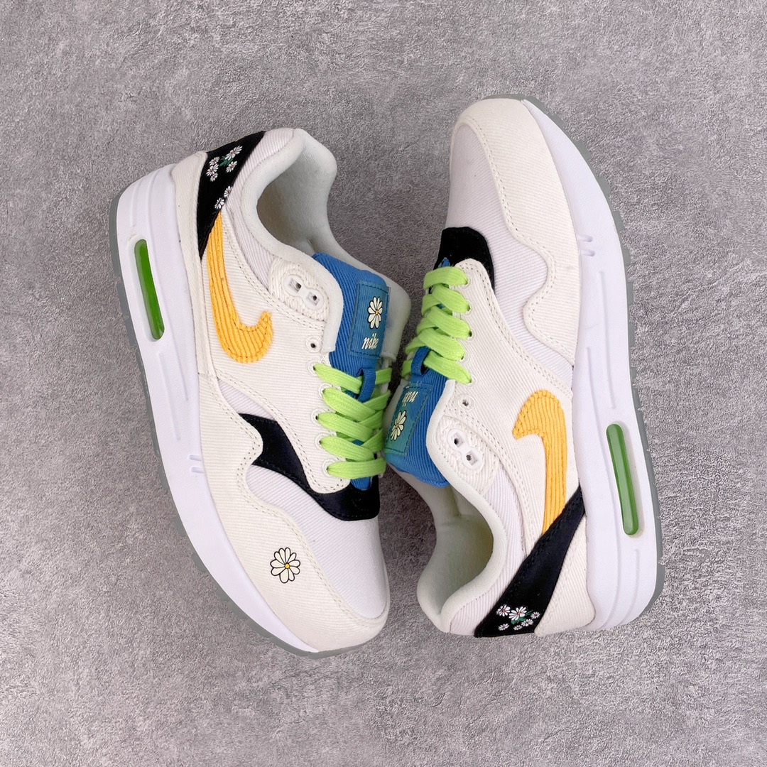 Air Max 1 Daisy Pack 小雏菊 灰白黄 低筒 减震运动鞋 休闲鞋 板鞋 男鞋 女鞋 CW6031-100