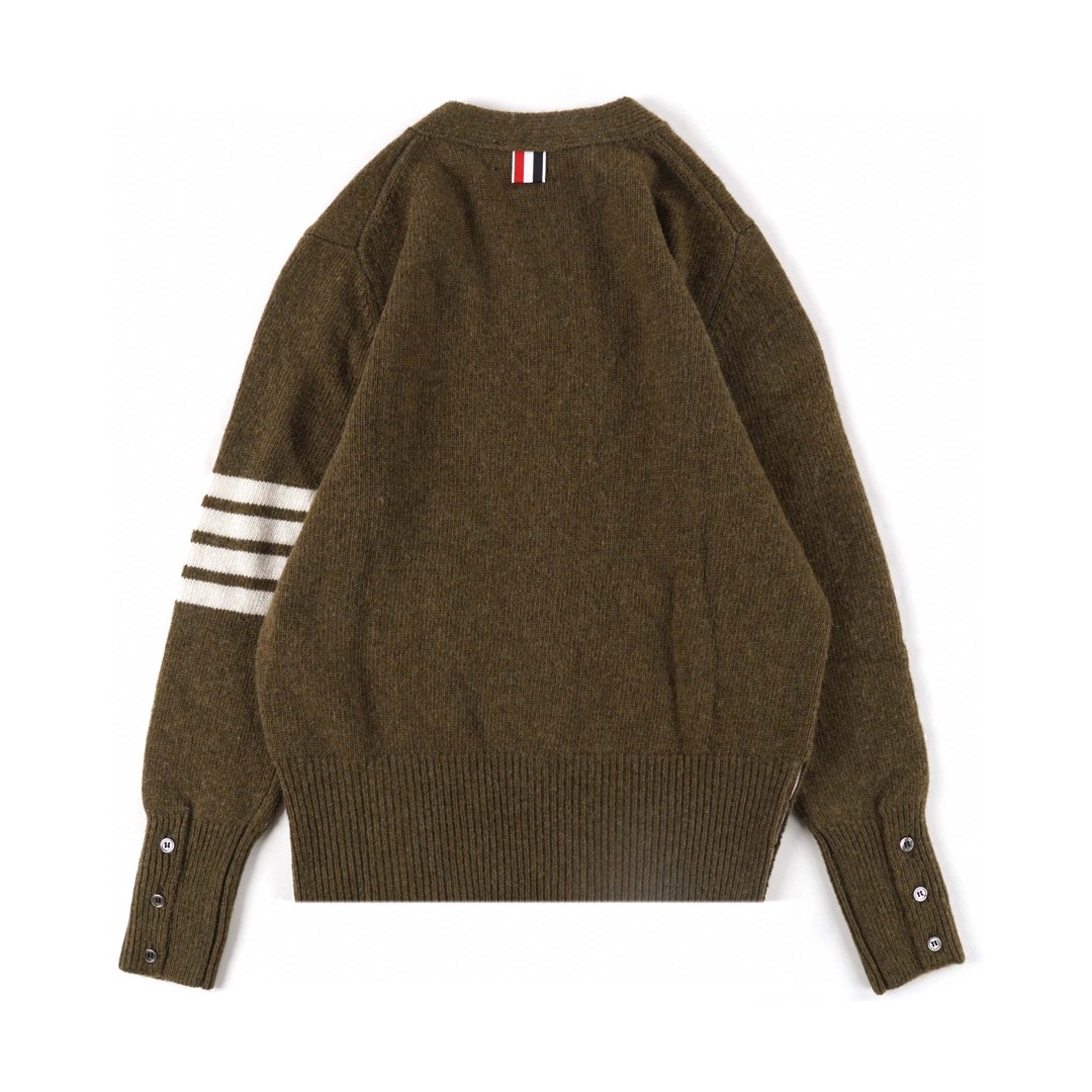 Thom Browne 21FW 四条纹单排扣羊毛衫 棕褐色 针织衫 开衫 毛衣 外套 长袖 男女同款 