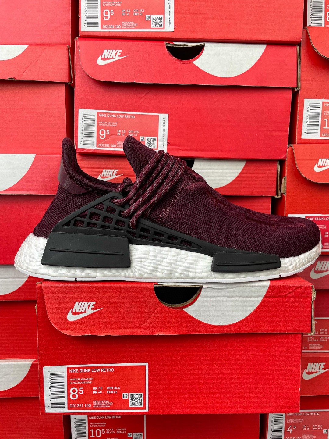 Pharrell Williams x adidas originals NMD HU Human 菲董联名 酒红色 低筒 运动鞋 休闲鞋 男鞋女鞋 