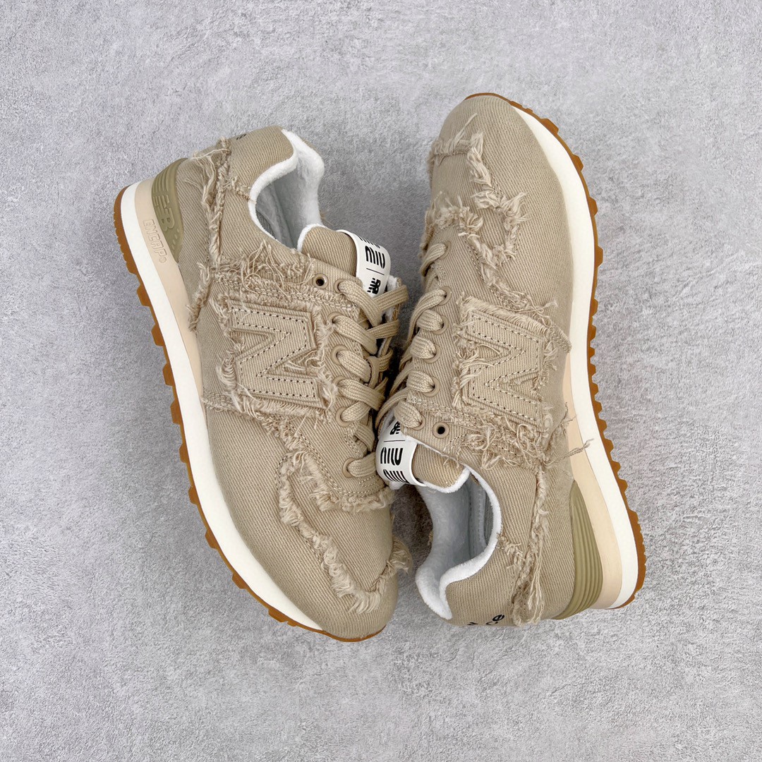MiuMiu New Balance NB574 米黄色 低筒 联名 女款 复古慢跑鞋 女鞋 休闲鞋 板鞋 5E765D_CSL_F0044_F_015