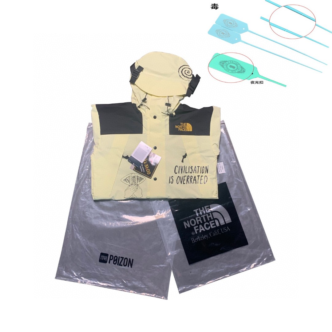 The North Face x Brain Dead 联名款 Printed Mountain Jacket 浅黄色 北面 脑死亡涂鸦冲锋衣 夾克 防水 防風 外套 男款 女款 NF0A4QR9N9Q