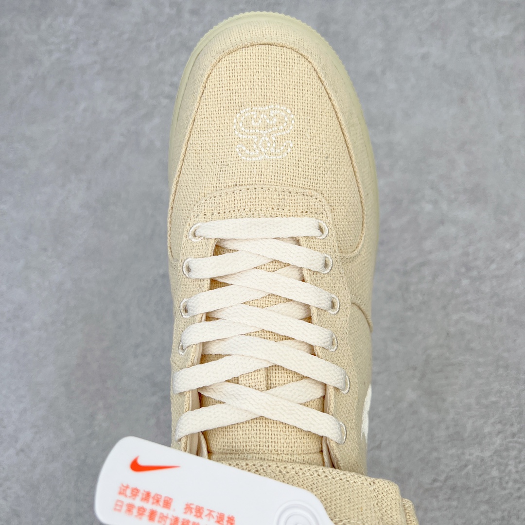 Stussy x Air Force 1 Mid  White Cool 斯图西 亚麻色 中筒 减震厚底 运动鞋 休闲鞋 板鞋 男鞋 女鞋  DJ7841-200