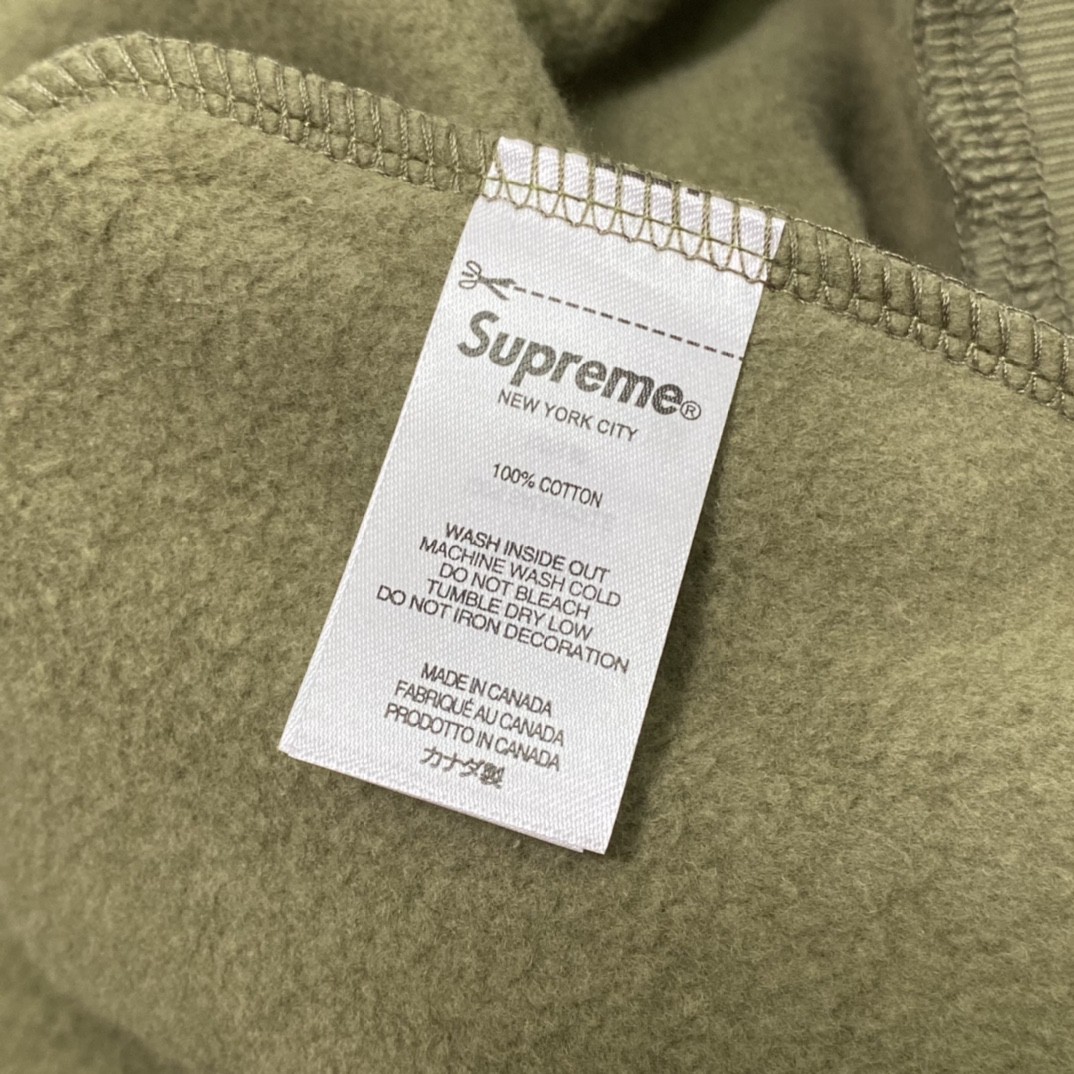 Supreme Week 15 WTAPS 联名款 Crewneck 字母徽标 Logo 印花 卡其绿 黑色 圆领套头卫衣 加绒 宽松 男女同款 SUP-FW21-339