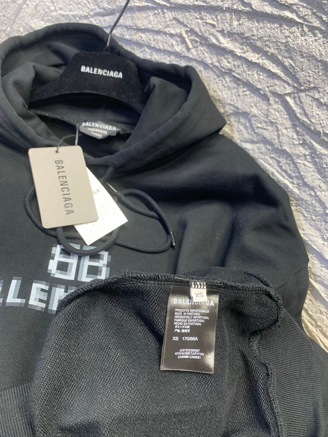Balenciaga Bb Pixel 字母Logo 黑色 连帽卫衣 套头卫衣 长袖 秋冬 男女同款 578135TKVI81070