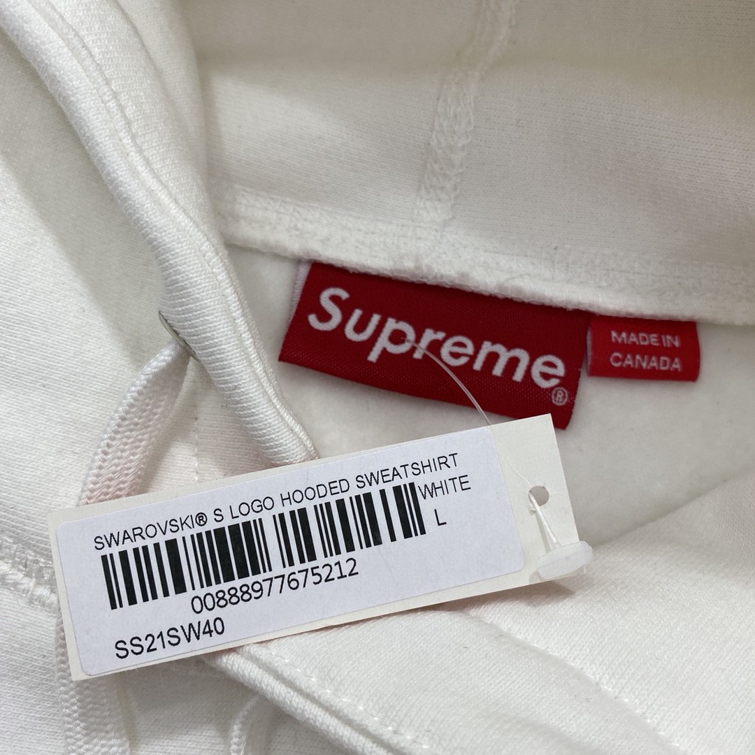 Supreme Week 6 Swarovski 联名款 S Logo Hooded Sweatshirt S 水钻徽标 黑色 白色 连帽卫衣 加绒 宽松 男女同款 SUP-SS21-583