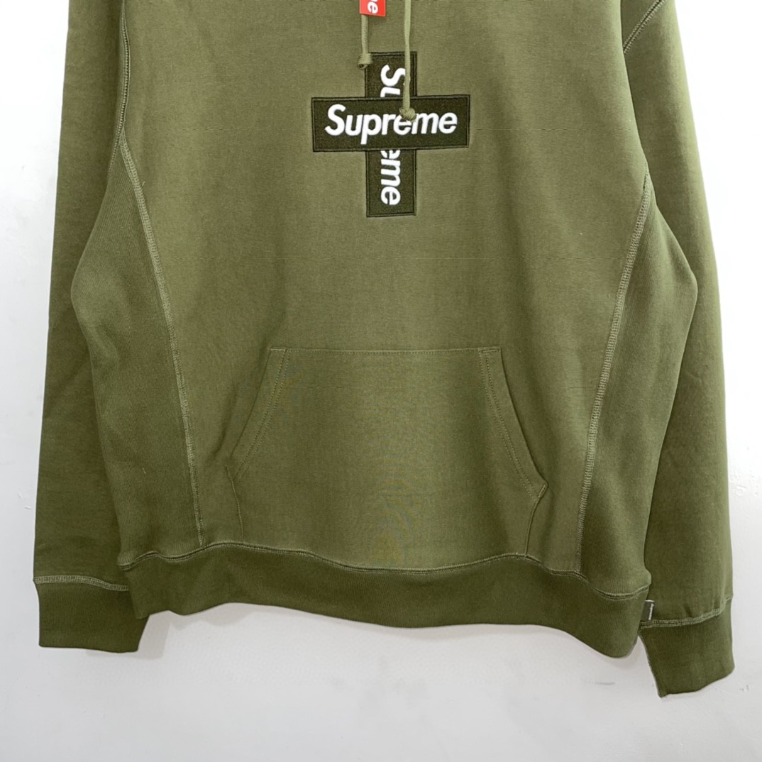 Supreme Week 15 Cross Box Logo Hooded Sweatshirt Logo 刺绣徽标 绿色 连帽卫衣 加绒加厚 宽松 男女同款 SUP-FW20-335