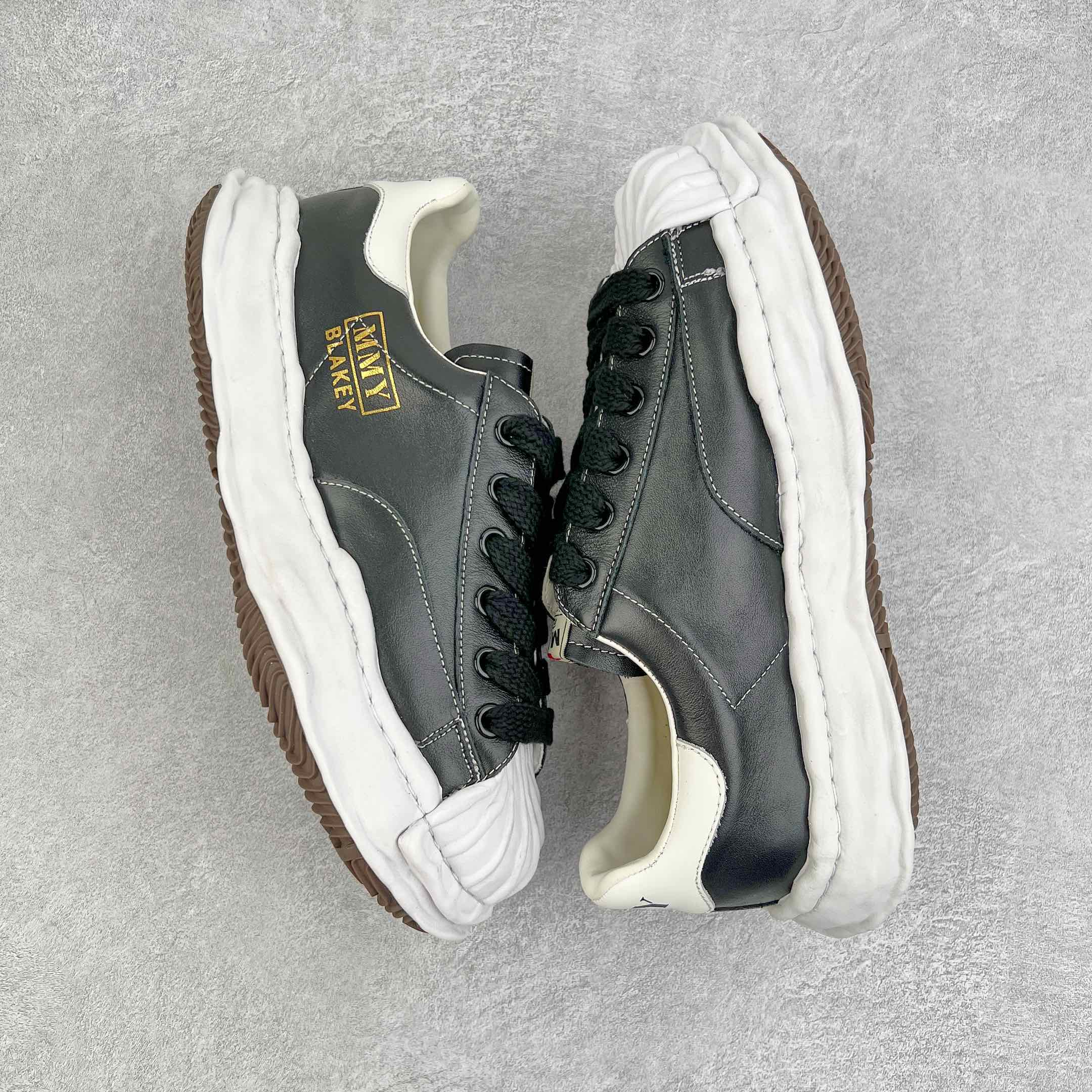 MIHARA YASUHIRO Original MMY 三原康裕 黑色 皮面 水洗做旧 低筒 溶胶鞋 帆布鞋 板鞋 休闲鞋 增高鞋 男鞋 女鞋 