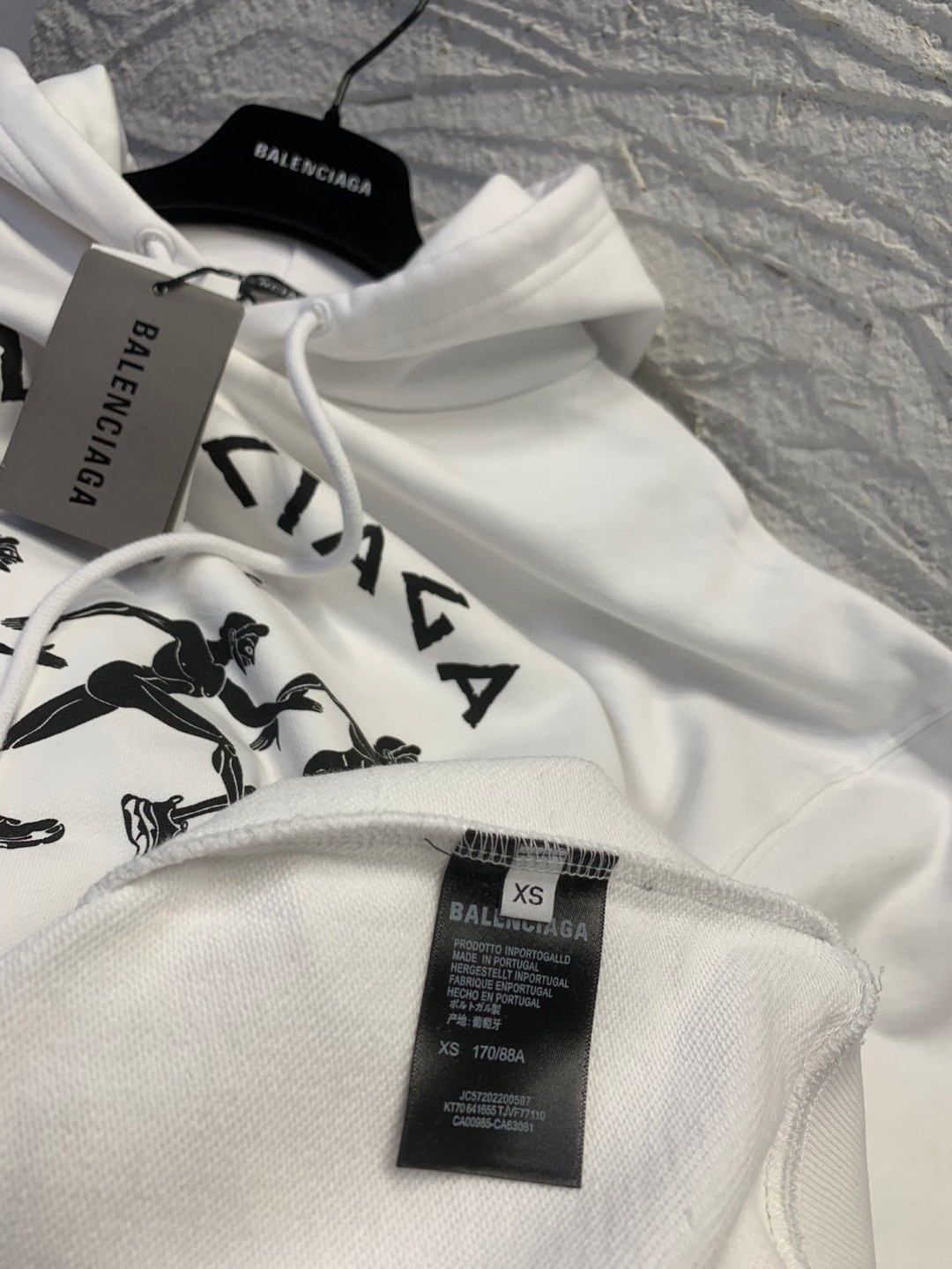 Balenciaga SS21 马拉松运动员 印花 白色 连帽卫衣 套头卫衣 长袖 秋冬 男女同款 641529TJVI71070