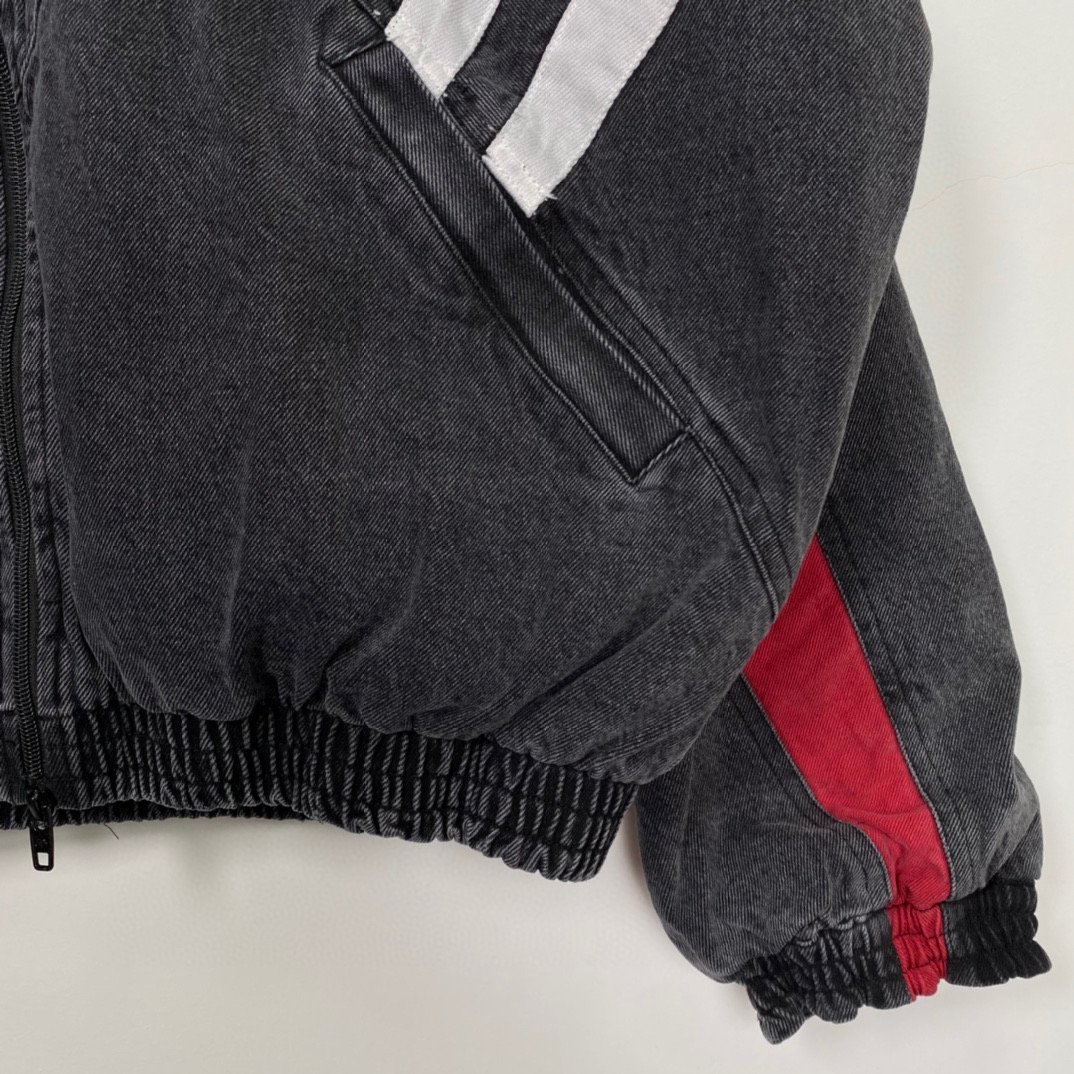 BALENCIAGA FW22 黑色 拼色立領 牛仔夾克 外套 長袖  秋冬保暖 男款 女款 