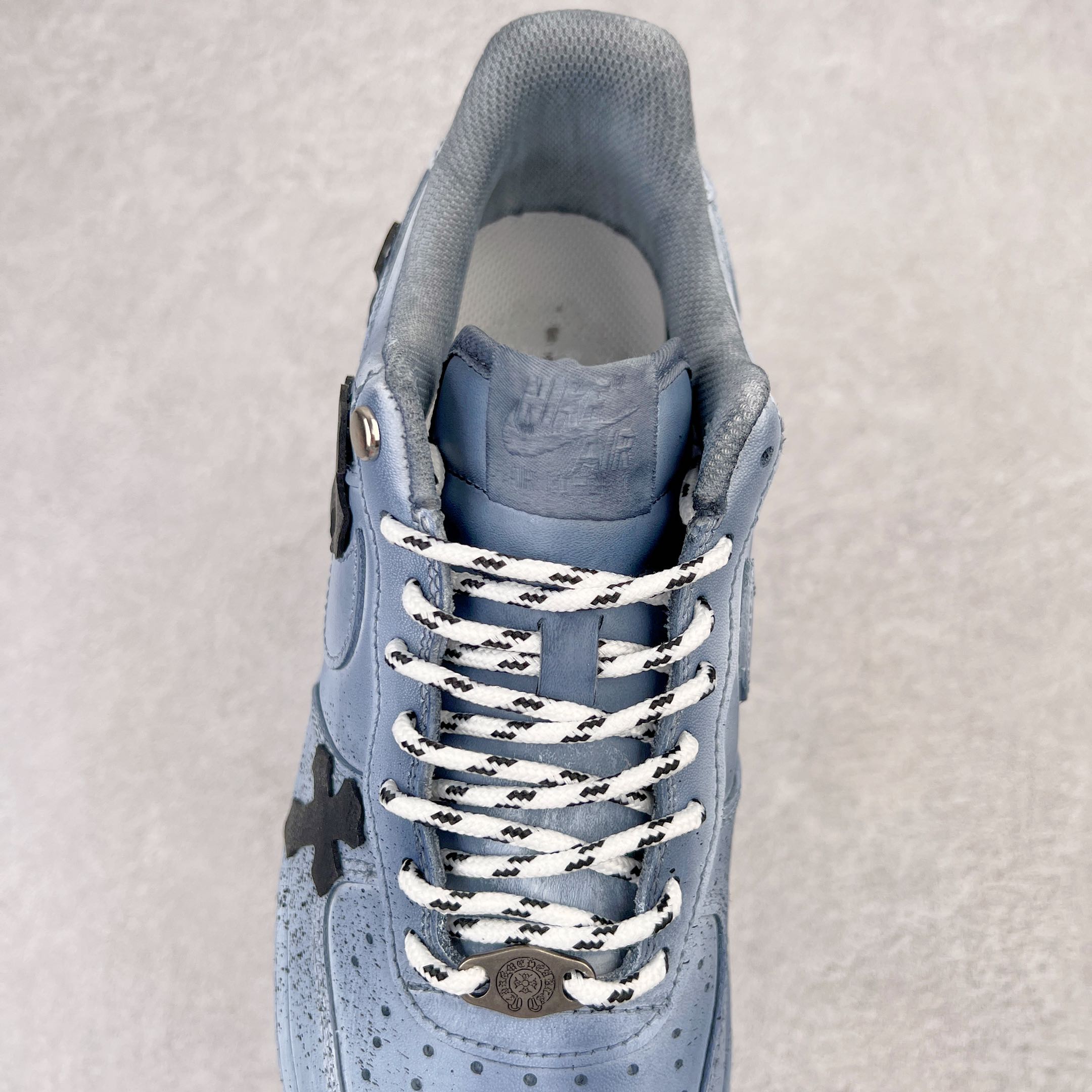 高级客制 Air Force 1'07 Low"White Blue  Chrome Hearts  旧泼墨克罗心  低筒  空军一号 休闲鞋 板鞋 男鞋 