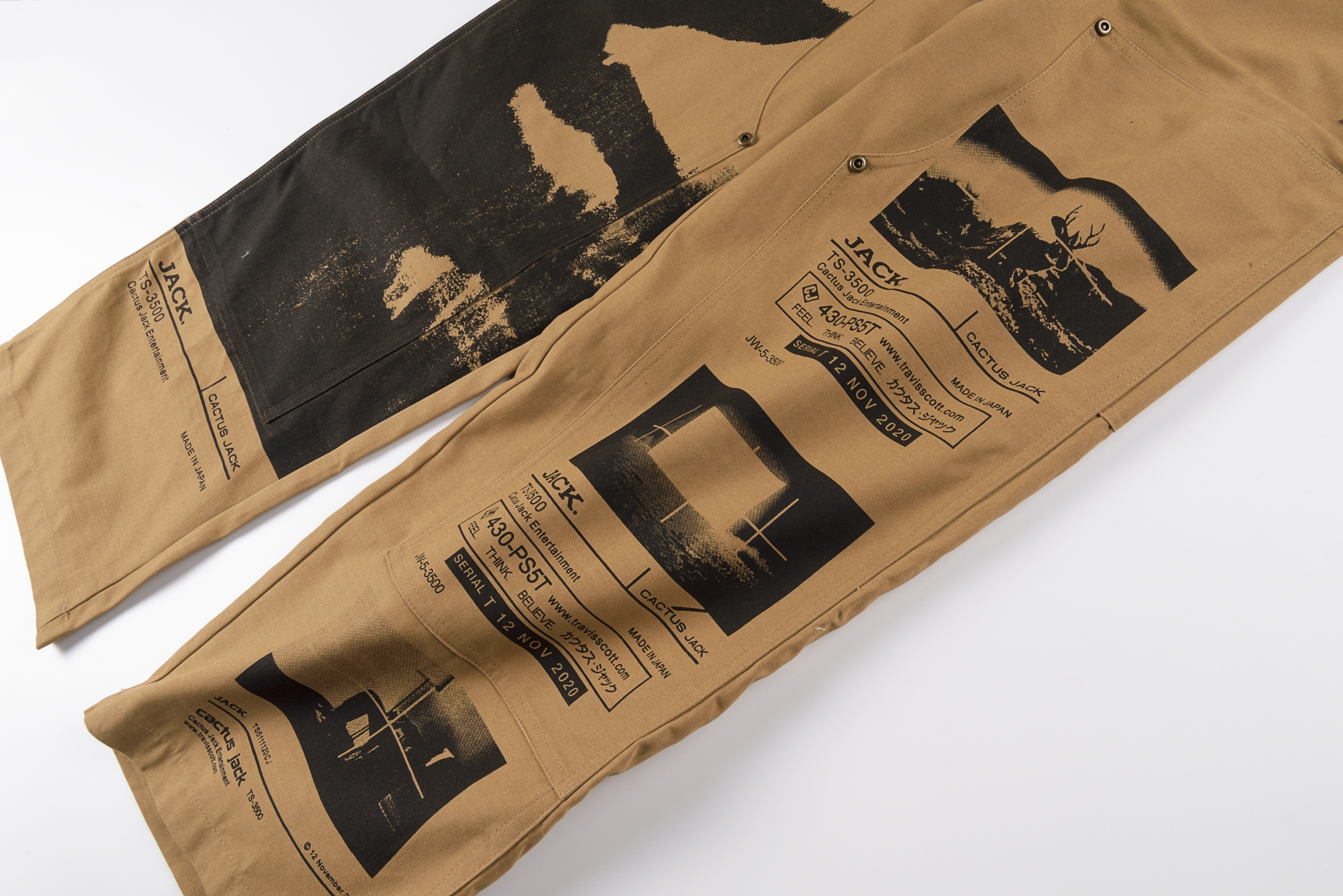 Travis Scott ts Cactus Jack PS System Work Pants  人物印花 抽象 卡其色  多口袋工裝休閒褲 長褲 直筒褲 棉褲 中腰 春秋款 男款  