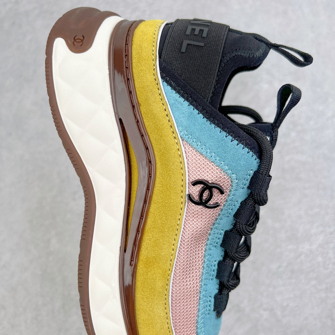 CHANEL 香奈儿 黄淡蓝 绒面 小牛皮 低筒 运动鞋 休闲鞋 跑步鞋 女鞋 G39070 Y55826 K4286