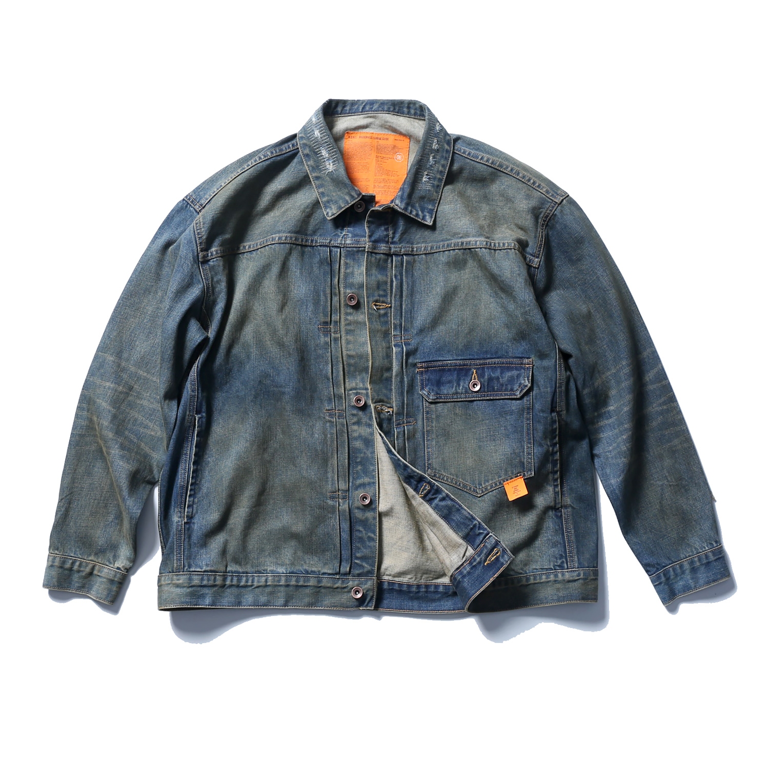 MADNESS JACKET 牛仔外套 蓝色 领口破坏水洗 日系 外套长袖 秋冬季 休闲 男女同款