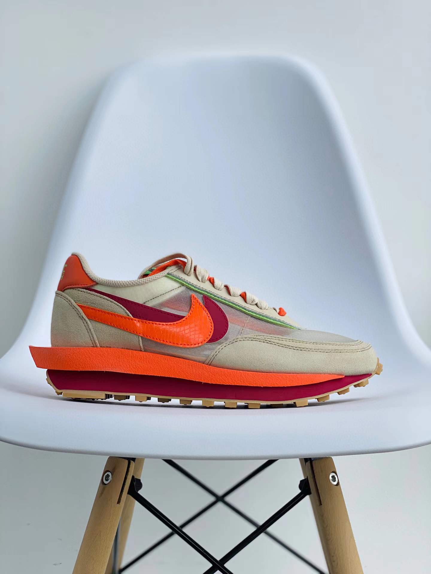 Clot Sacai LDV Waffl Orange Blaze 死亡之吻 三方联名 双勾 华夫 复古时鞋 休闲鞋 透气网面 运动鞋 男鞋厚底 女鞋增高 DH1347-100