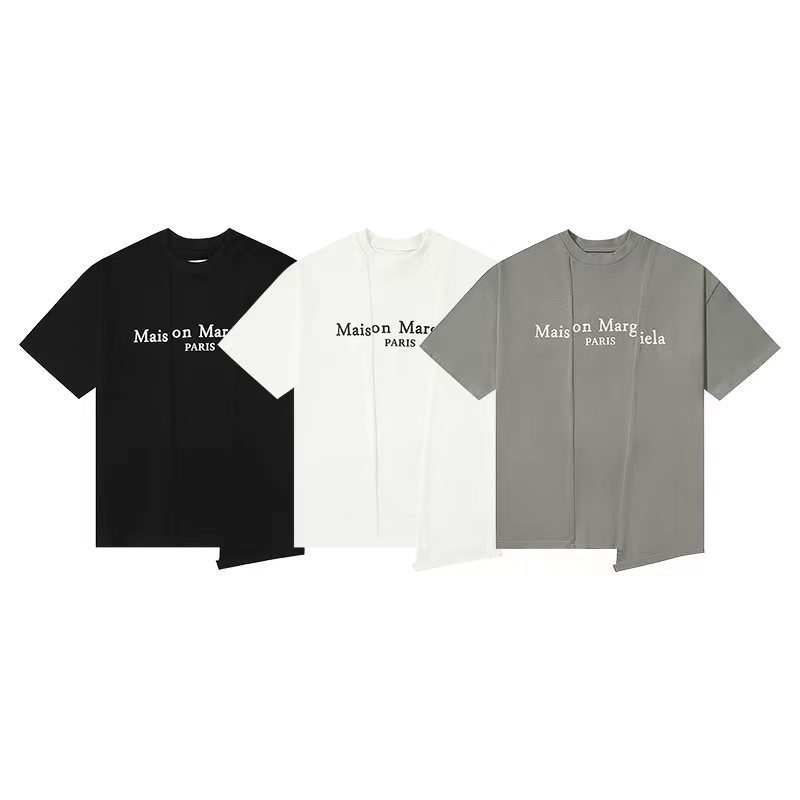Maison Margiela 马吉拉 胸前字母logo 不规则设计 短袖 黑色 白色  深灰色 T 恤 圆领 套头 夏季 男女同款 