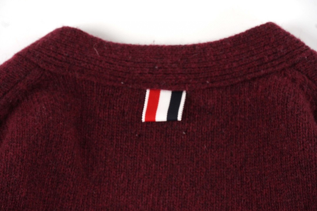 Thom Browne 21FW 四条纹单排扣羊毛衫 酒红色 针织衫 开衫 毛衣 外套 长袖 男女同款 