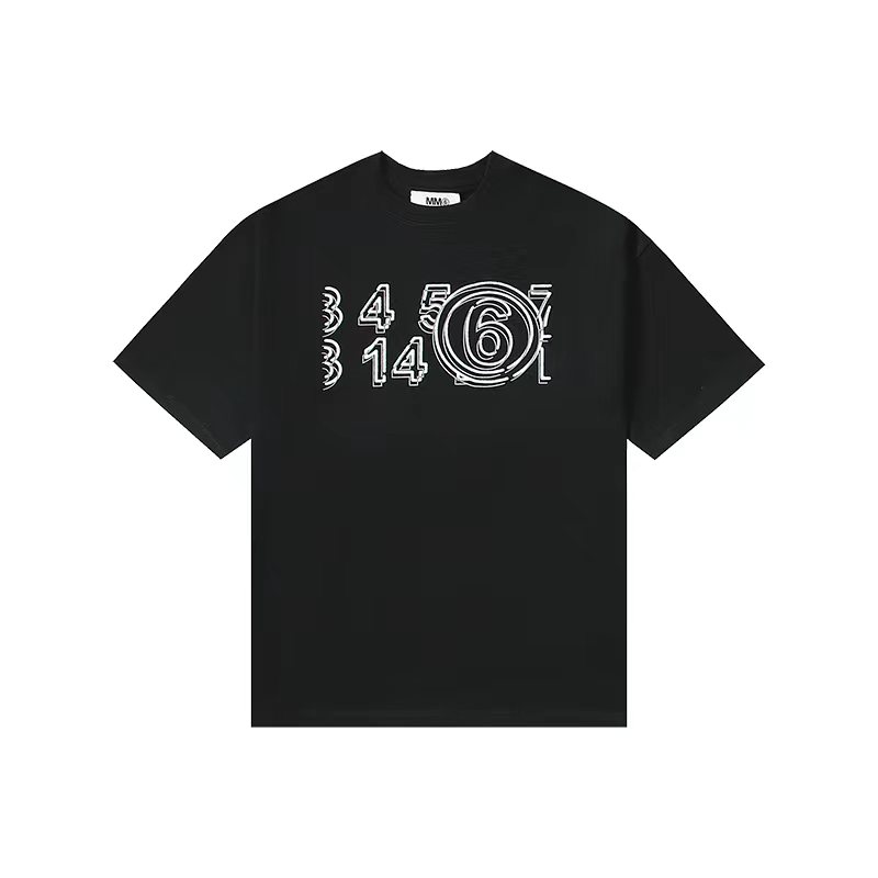 Maison Margiela 马吉拉 数字印花logo 黑色 短袖 T 恤 圆领 套头 夏季 男女同款 S52GC0165S23082