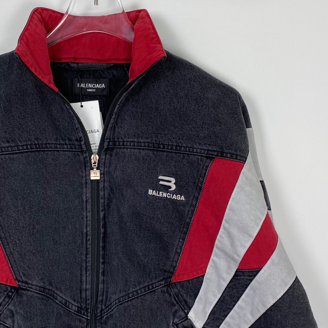 BALENCIAGA FW22 黑色 拼色立領 牛仔夾克 外套 長袖  秋冬保暖 男款 女款 