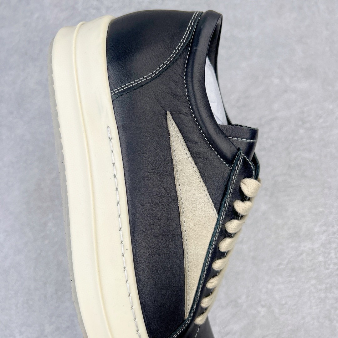 RICK OWENS 全粒面小牛皮 黑白色 低筒 板鞋 休闲鞋 男鞋 女鞋 RU02B2897LPOLVS-9081