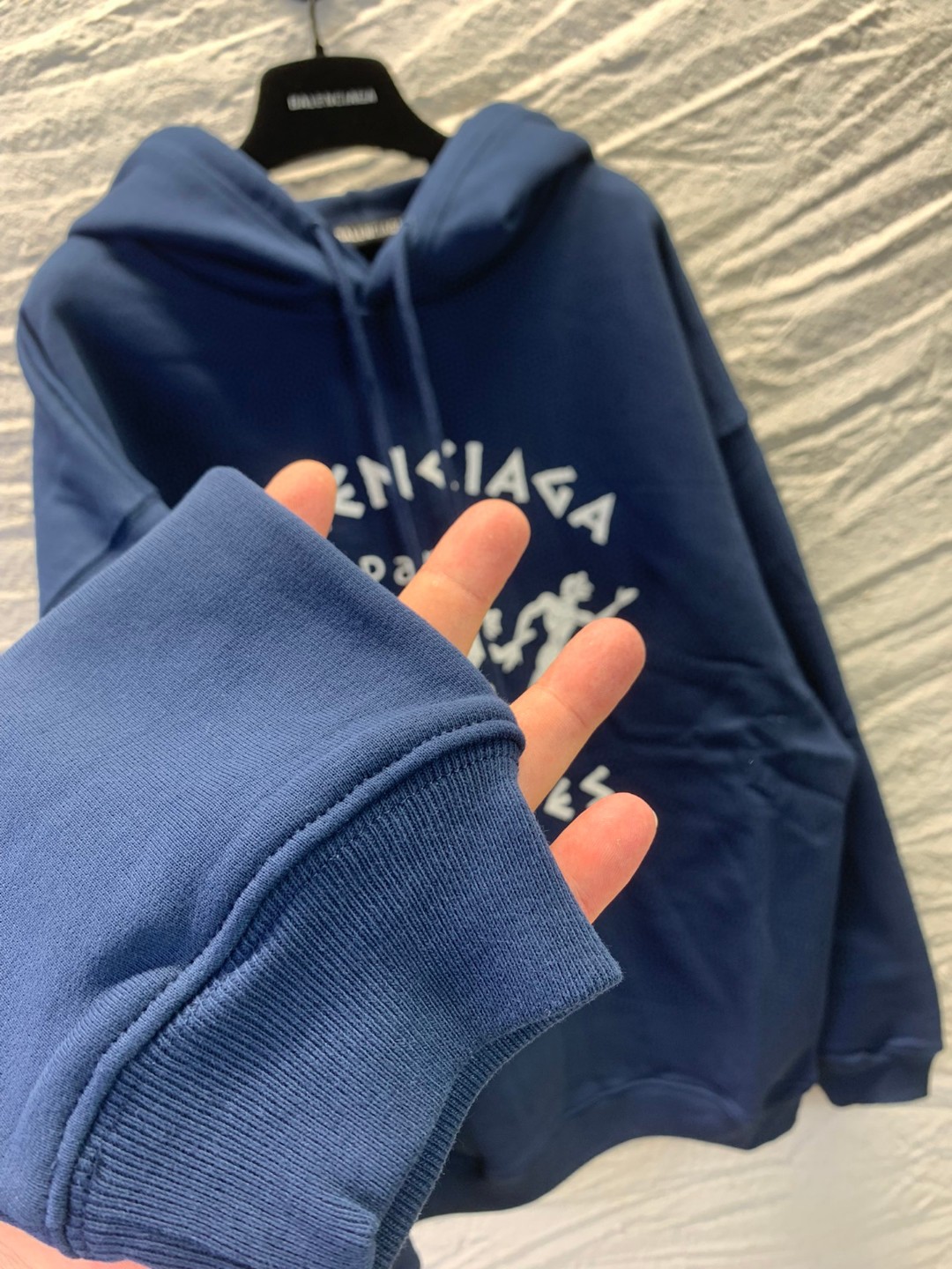 Balenciaga SS21 马拉松运动员 印花 蓝色 连帽卫衣 套头卫衣 长袖 秋冬 男女同款 641679TJVI74866