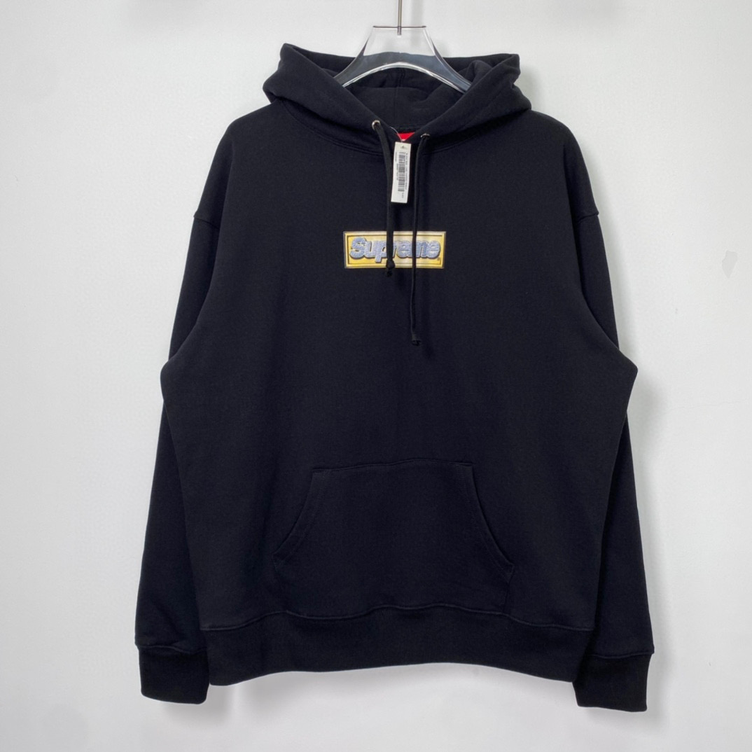 Supreme SS22  Week Bling Box Logo Hooded 黑色 宝石 长袖 保暖 加绒 卫衣男女同款  