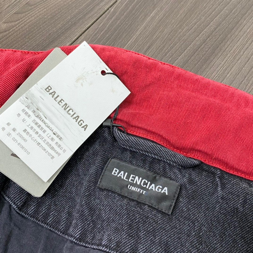 BALENCIAGA FW22 黑色 拼色立領 牛仔夾克 外套 長袖  秋冬保暖 男款 女款 
