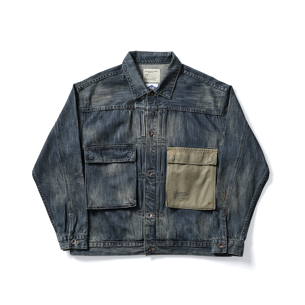 MADNESS JACKET 牛仔外套 复古蓝 水洗 大口袋 日系 外套长袖 秋冬季 休闲 男女同款