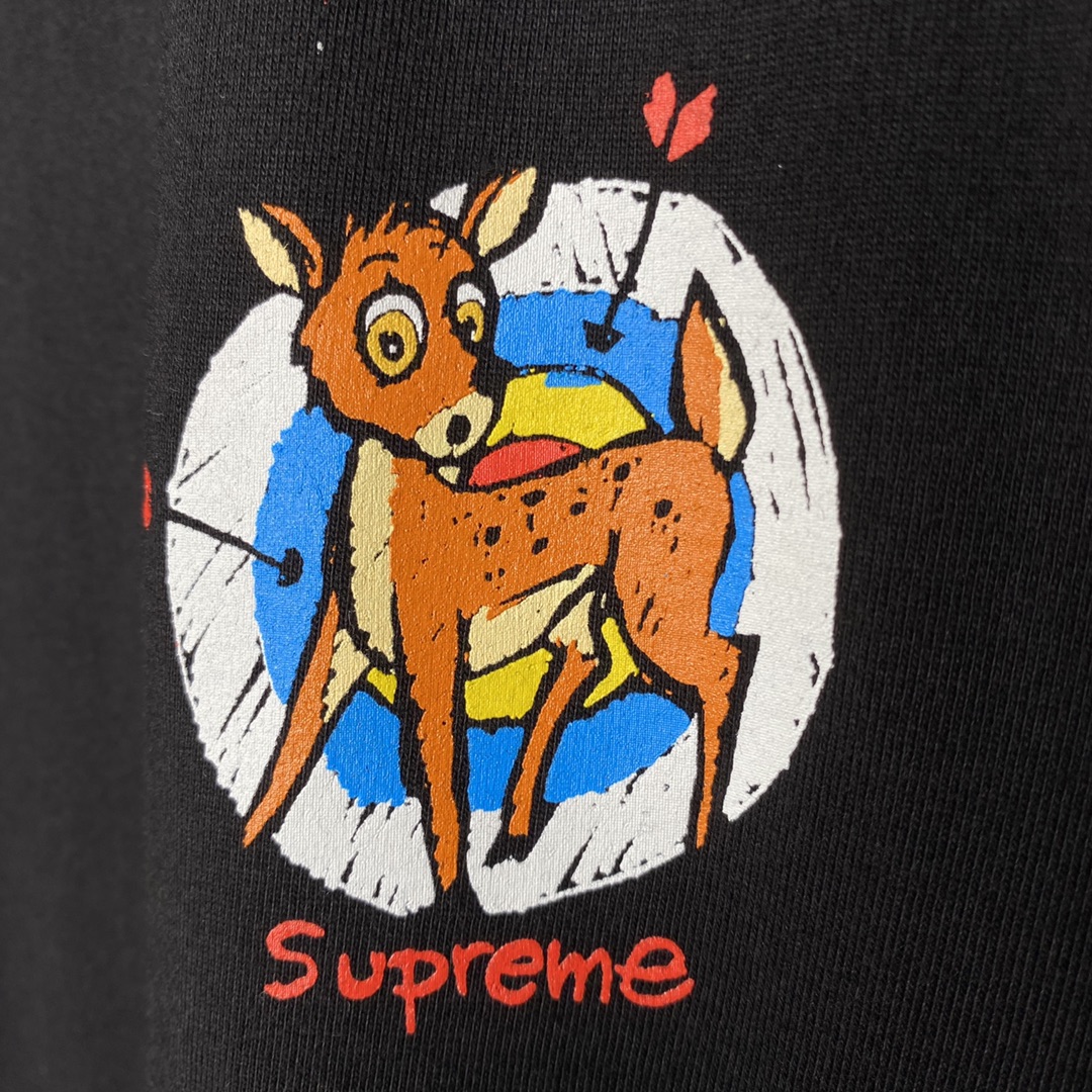 Supreme  22SS Deer Tee 小鹿 黑色  印花纯色短袖   短袖 T 恤 男女同款 