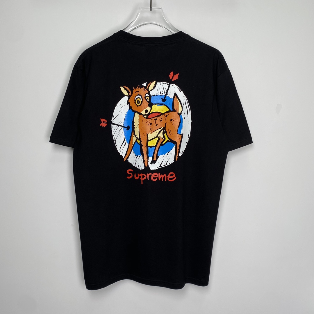 Supreme  22SS Deer Tee 小鹿 黑色  印花纯色短袖   短袖 T 恤 男女同款 