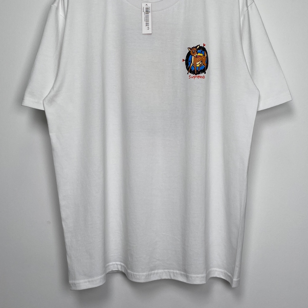 Supreme  22SS Deer Tee 小鹿 白色  印花纯色短袖   短袖 T 恤 男女同款 