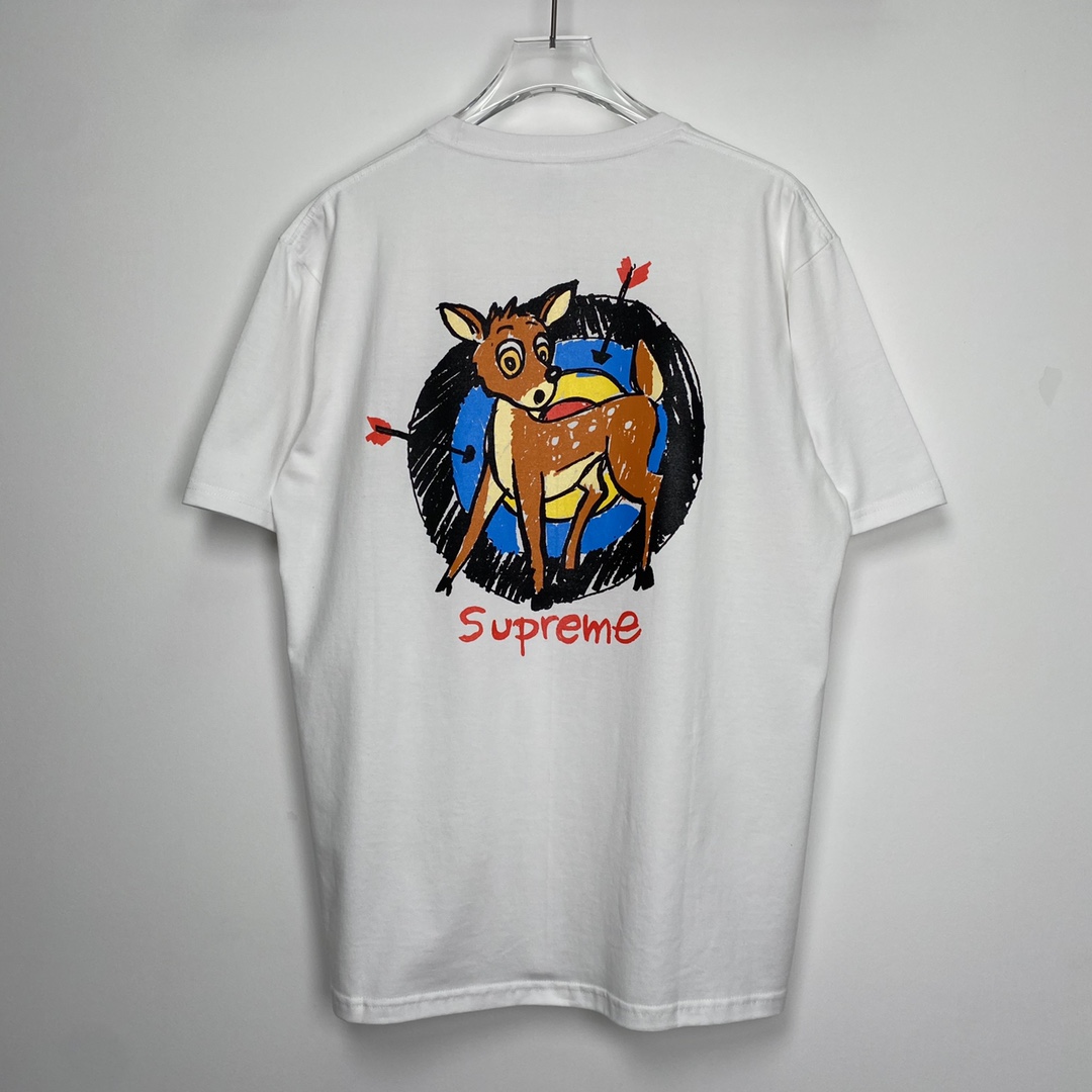 Supreme  22SS Deer Tee 小鹿 白色  印花纯色短袖   短袖 T 恤 男女同款 
