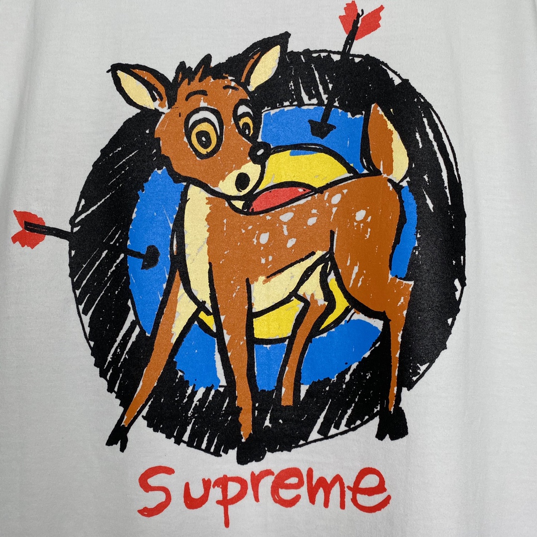 Supreme  22SS Deer Tee 小鹿 白色  印花纯色短袖   短袖 T 恤 男女同款 