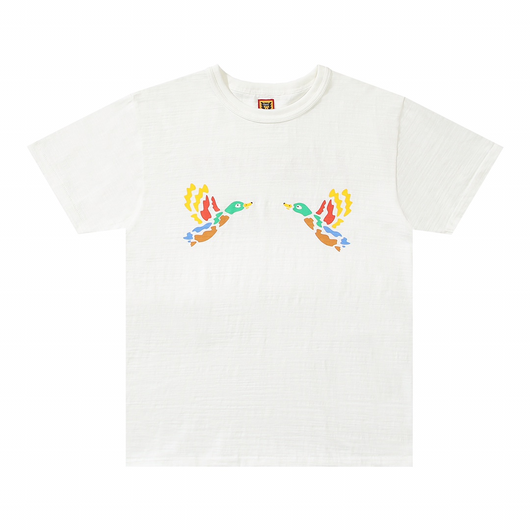 HUMAN MADE FW21 白色 黑色 翅膀鸭  鸭子爱心 卡通印花 圆领短袖T恤 男女同款 HM22TE005