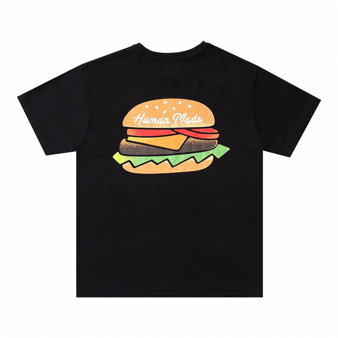 HUMAN MADE FW21 白色 黑色 汉堡可乐  鸭子爱心 卡通印花 圆领短袖T恤 男女同款 HM22TE006