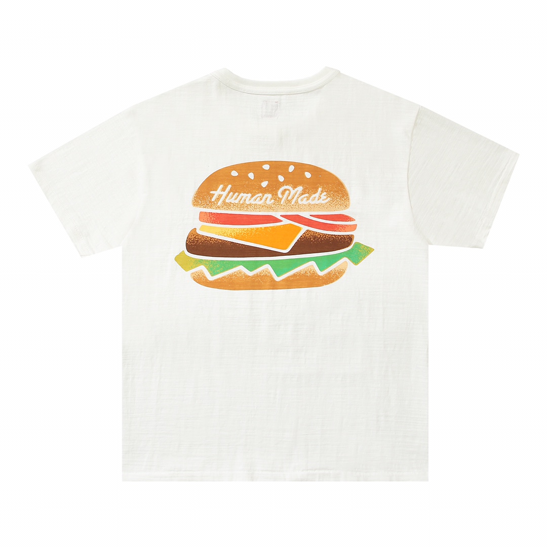 HUMAN MADE FW21 白色 黑色 汉堡可乐  鸭子爱心 卡通印花 圆领短袖T恤 男女同款 HM22TE006